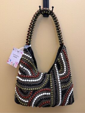 Handcrafted in India Beaded Multicolor Women’s Shoulder Bag. NWT